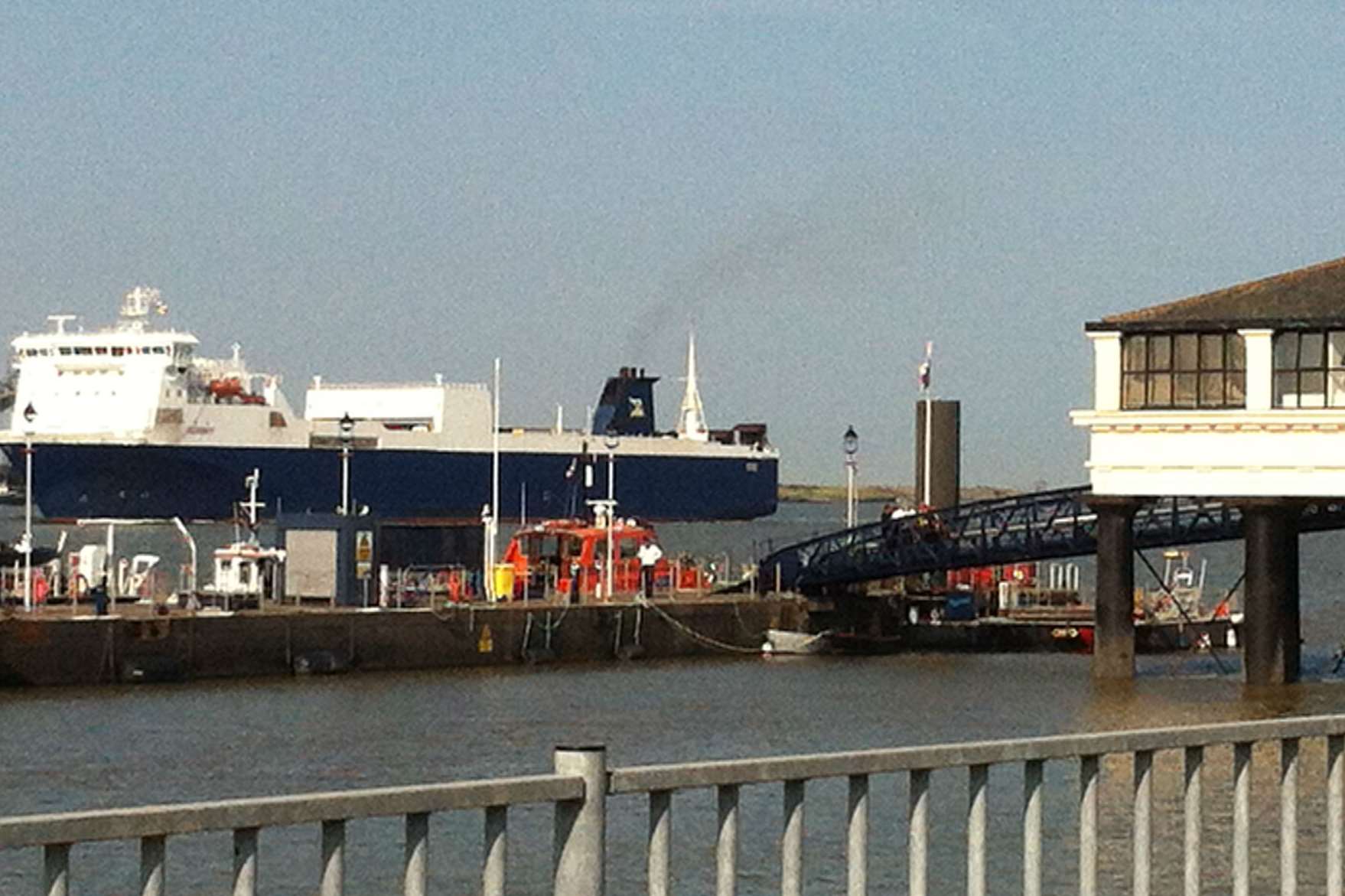 Police at the Port of London pier in Gravesend
