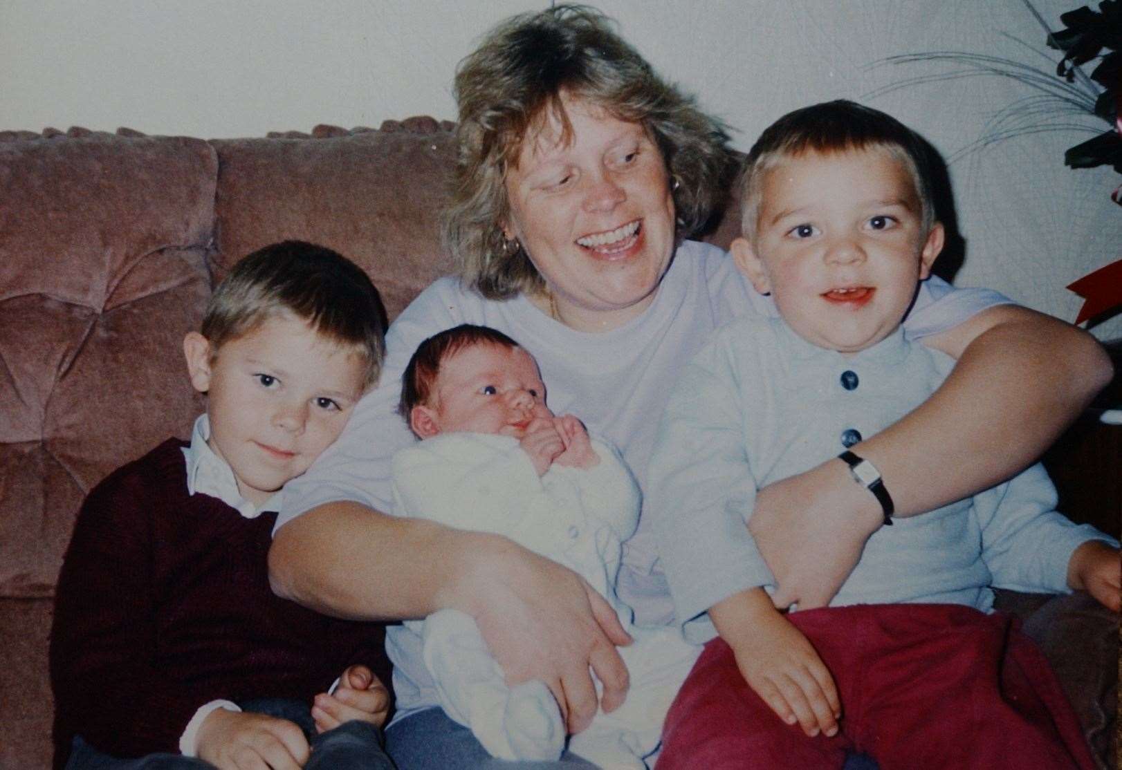 Debbie with her three children. Picture: Mike Waterman
