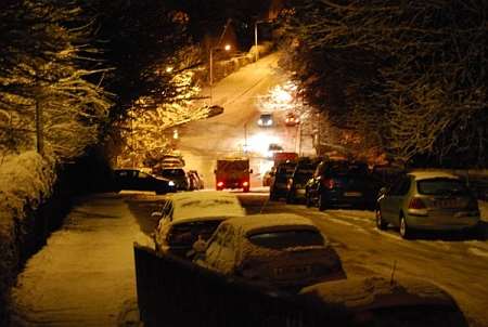 Abandoned cars in Willington Street, Maidstone, on Wednesday night. Picture courtesy Karen Harrison