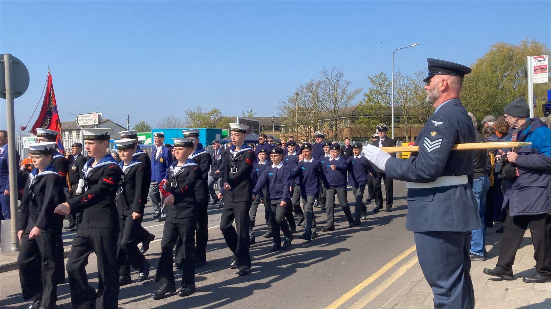 Sheppey Sea Cadets on parade for the dedication of the new memorial wall in Sheerness
