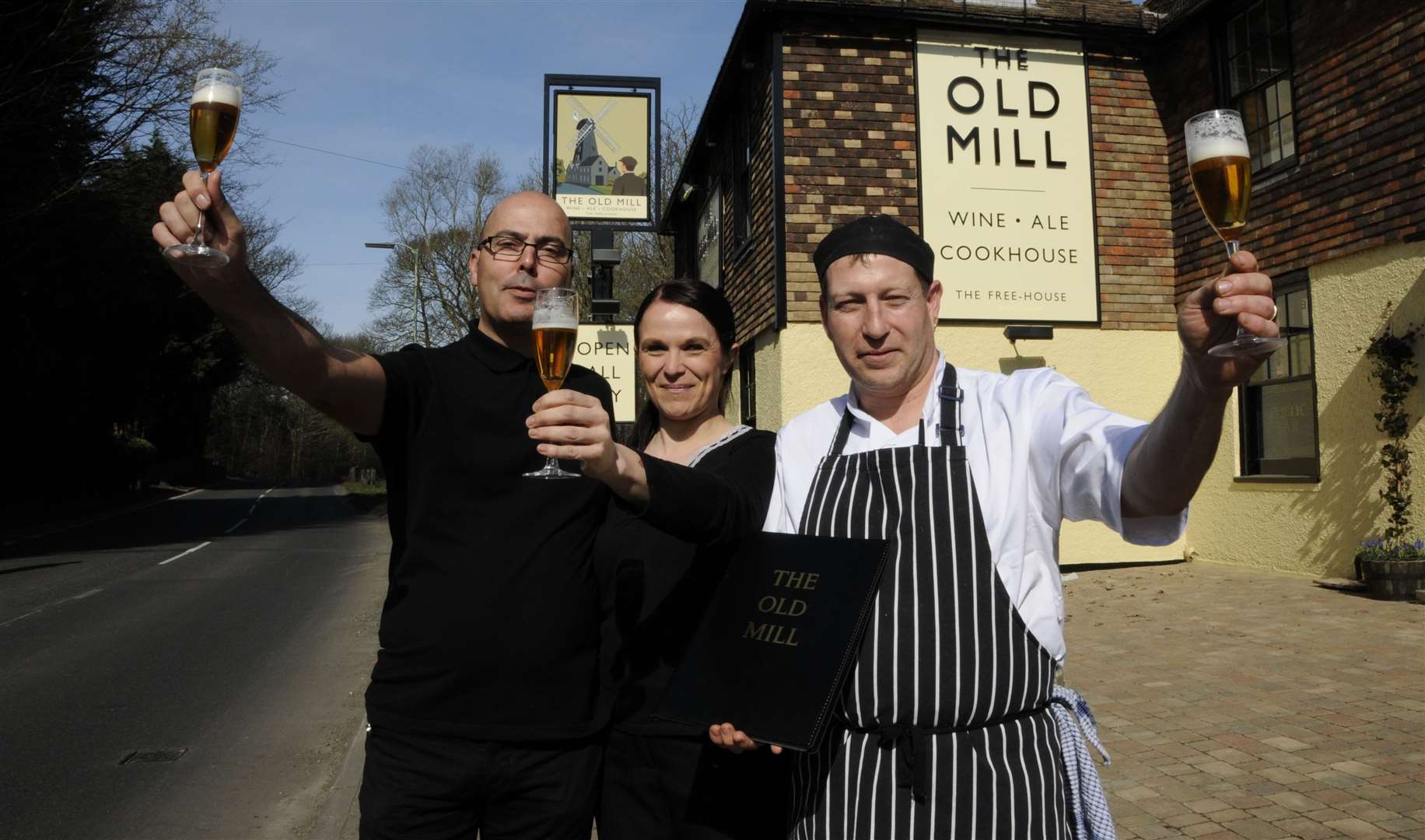 Manager Mo Ruiz, bar manager Sabrina Douglas and sous chef Jason Gibbins at the opening of The Old Mill in March 2012