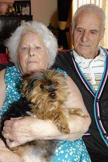Doreen and Tom Powell with their dog Sally