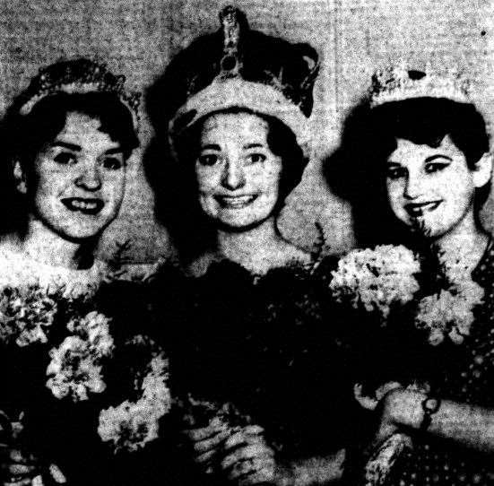 Sittingbourne carnival queen Marguerite Hallard of Hempstead Lane, Bapchild, in 1962 with her princesses Gwendoline Knight and Marlene Scott, both from the Manor Grove estate