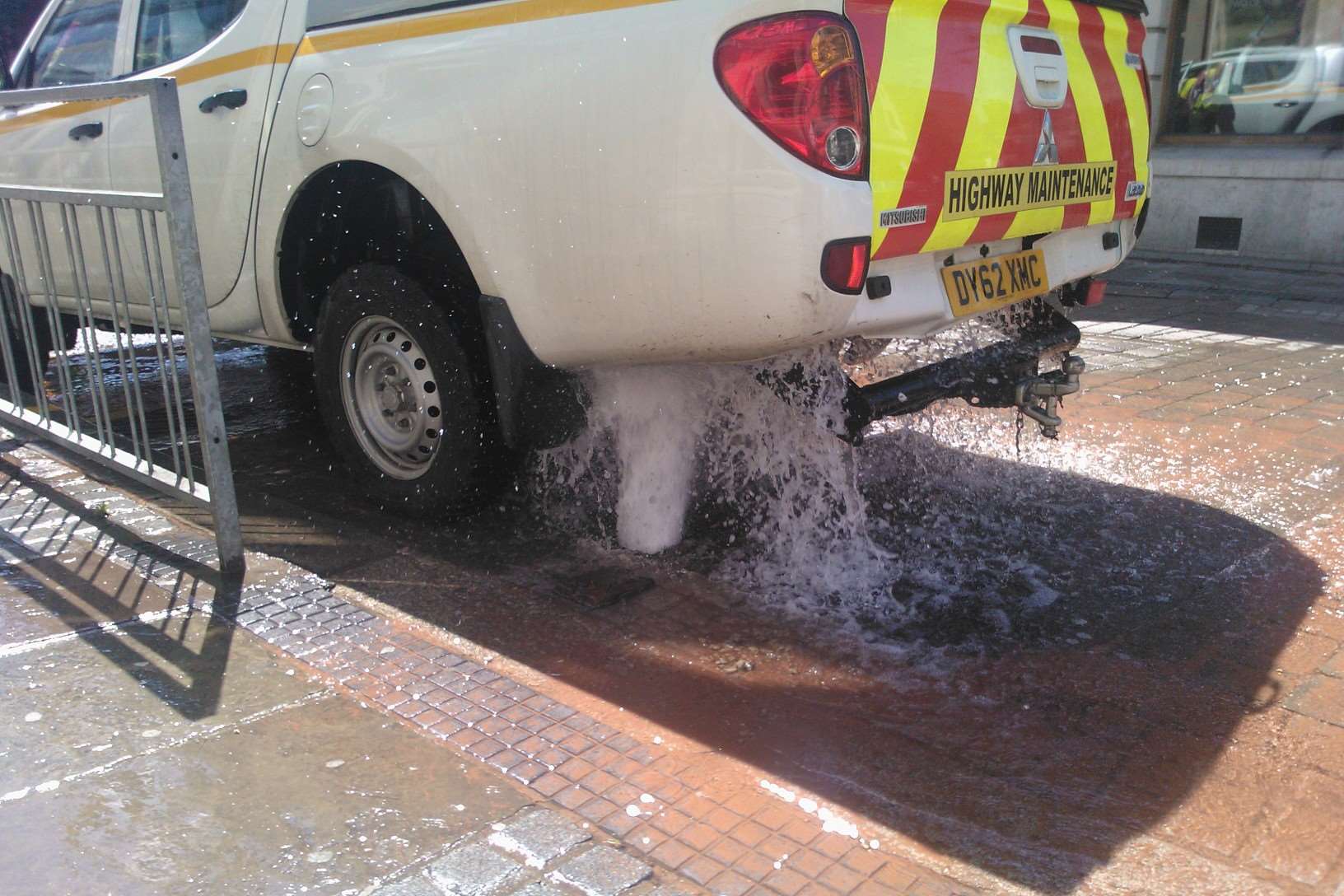 The burst water pipe was caused as work was carried out nearby
