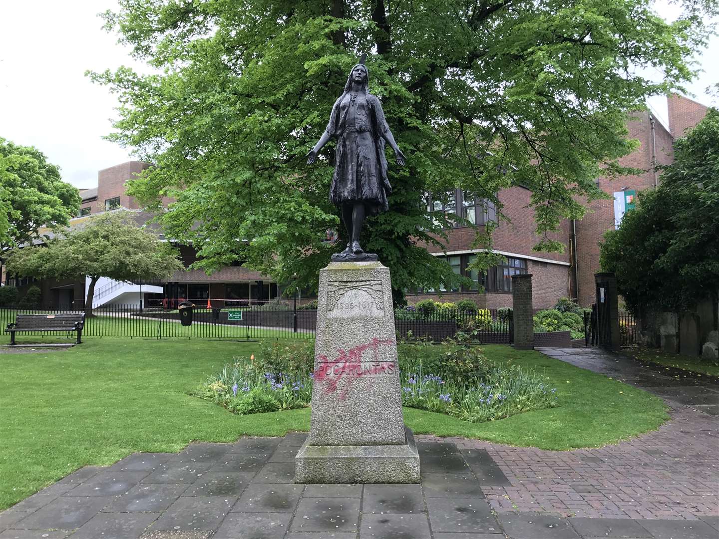 The Pocahontas statue at St George's Church, Gravesend