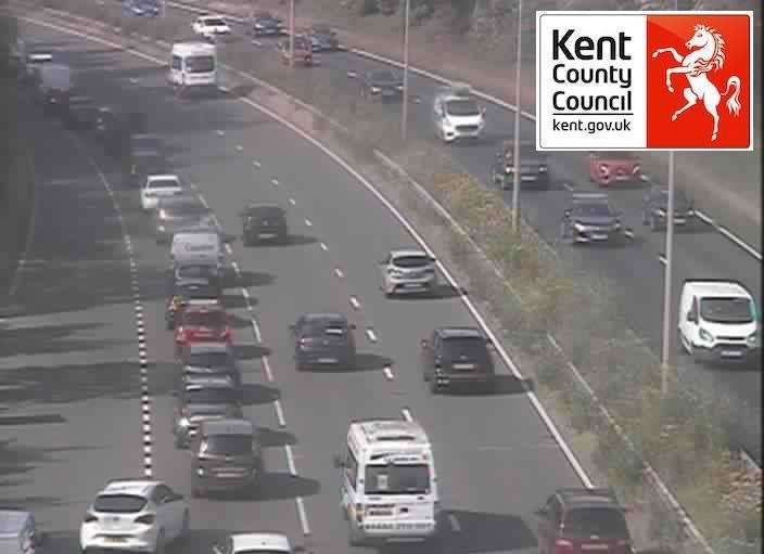 Drivers are facing delays after an earlier crash on Blue Bell Hill. Picture: Kent Highways