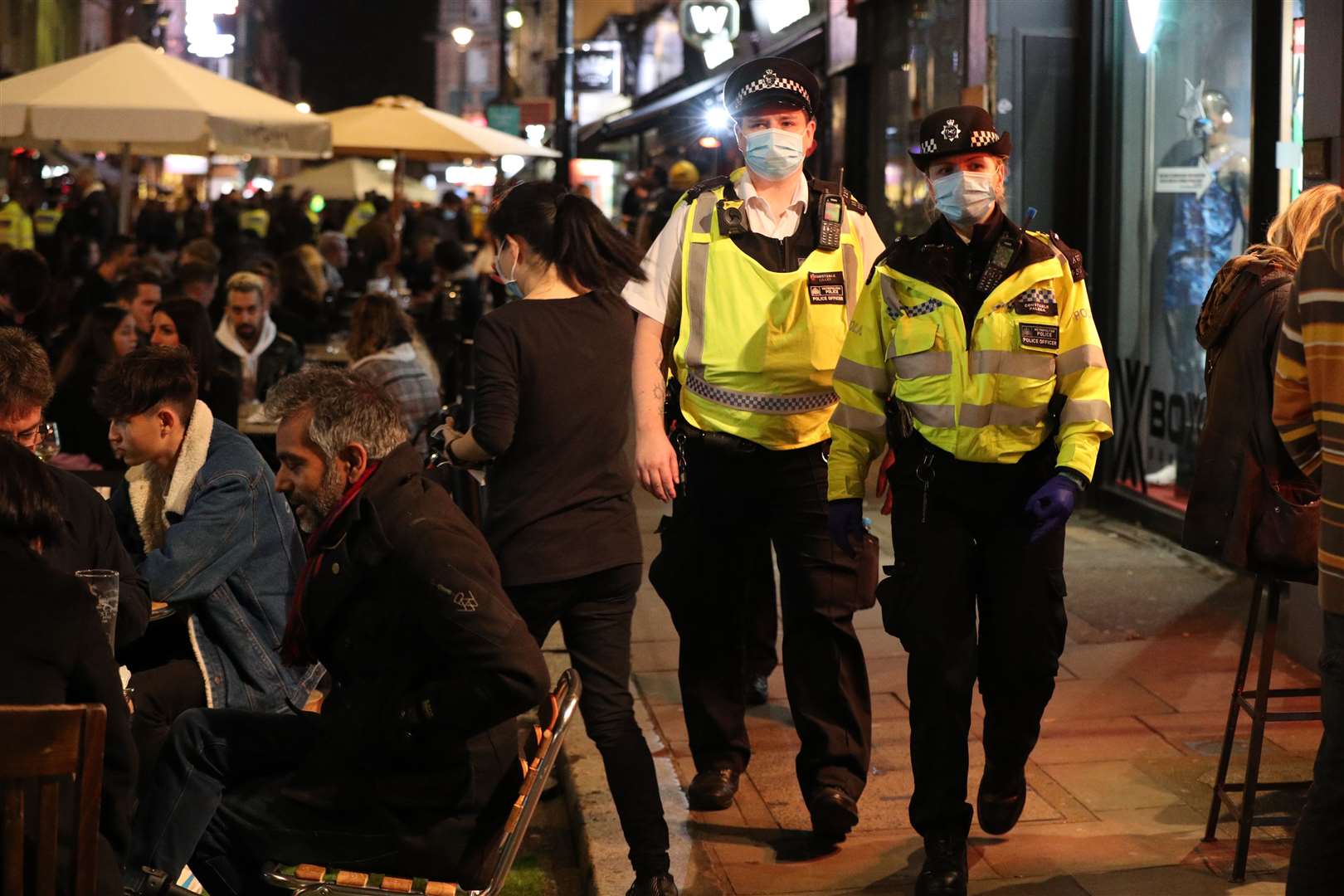Police presence in Old Compton Street, London, on Friday night (Jonathan Brady/PA)