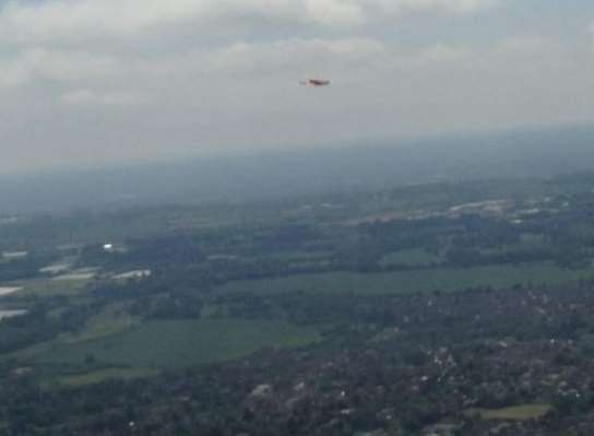 The autogyro pilot photographed the drone after it passed just 20m away over the village of Detling