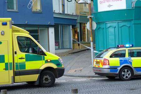 Emergency services at the scene of the attack in Folkestone's Old High Street. Picture: @Kent_999s