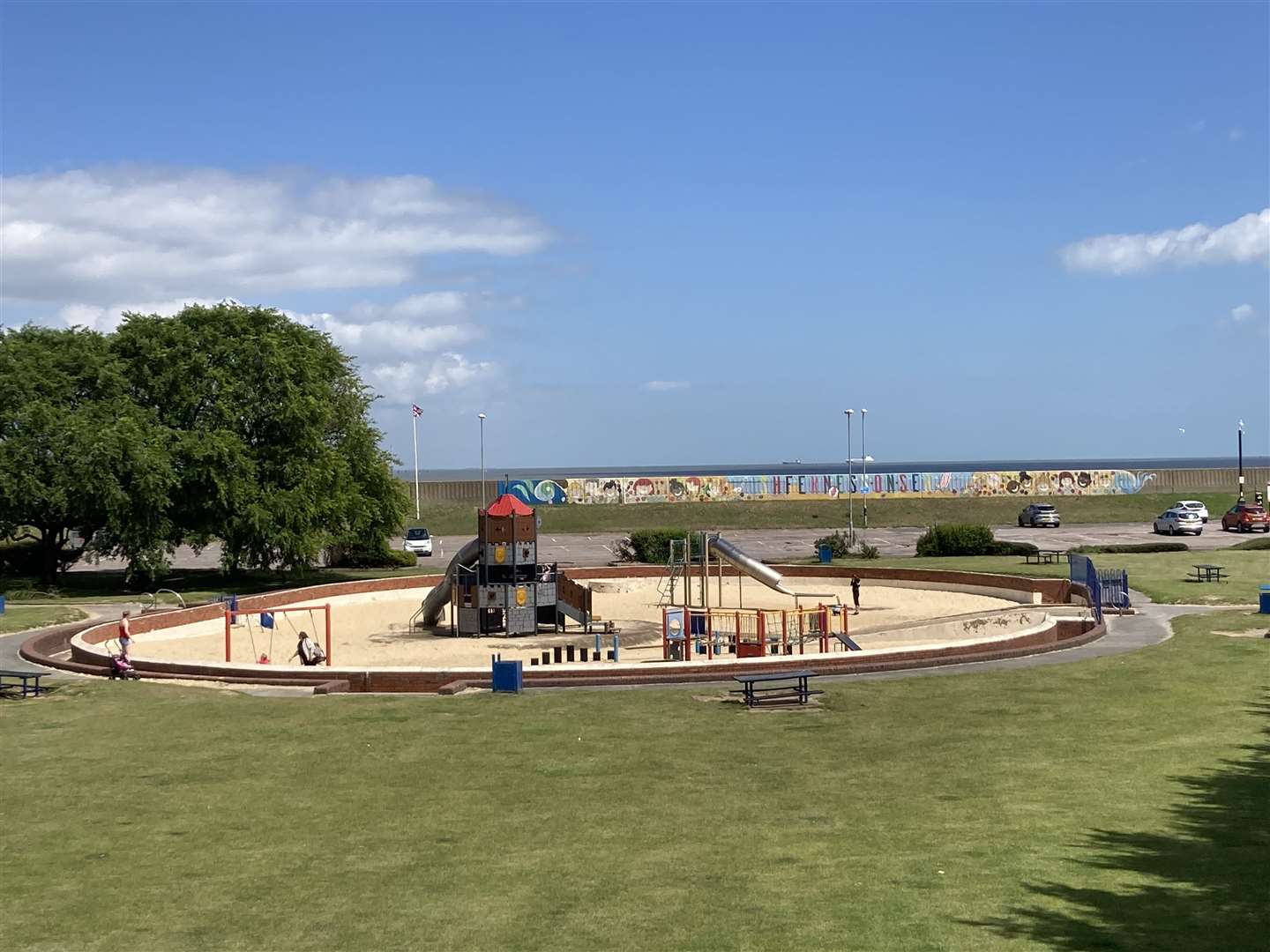 The sandpit children's play area at Beachfields on the seafront in Sheerness