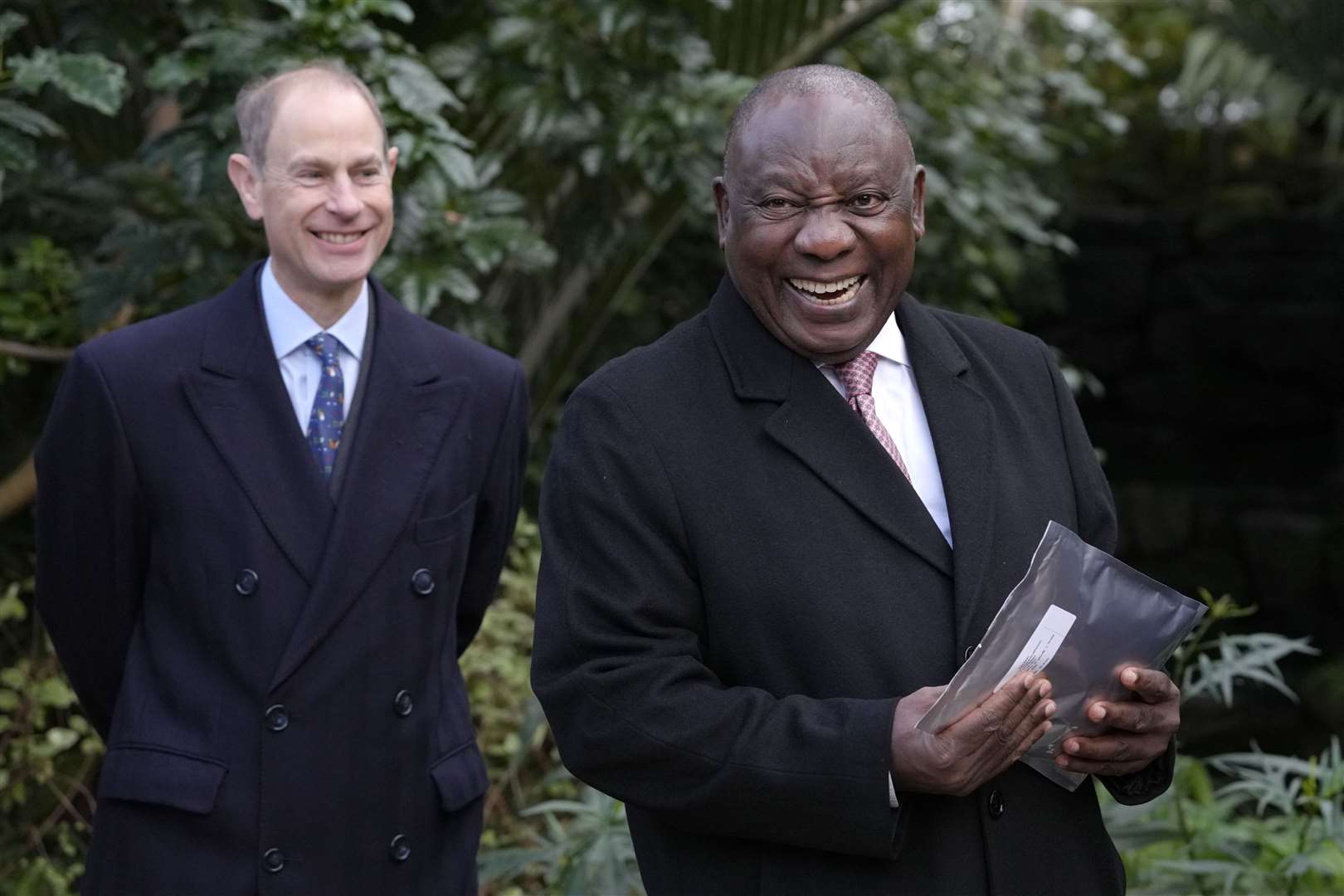 The president was presented with seeds from a South African flower which has been dwindling in numbers (Kirsty Wigglesworth/PA)