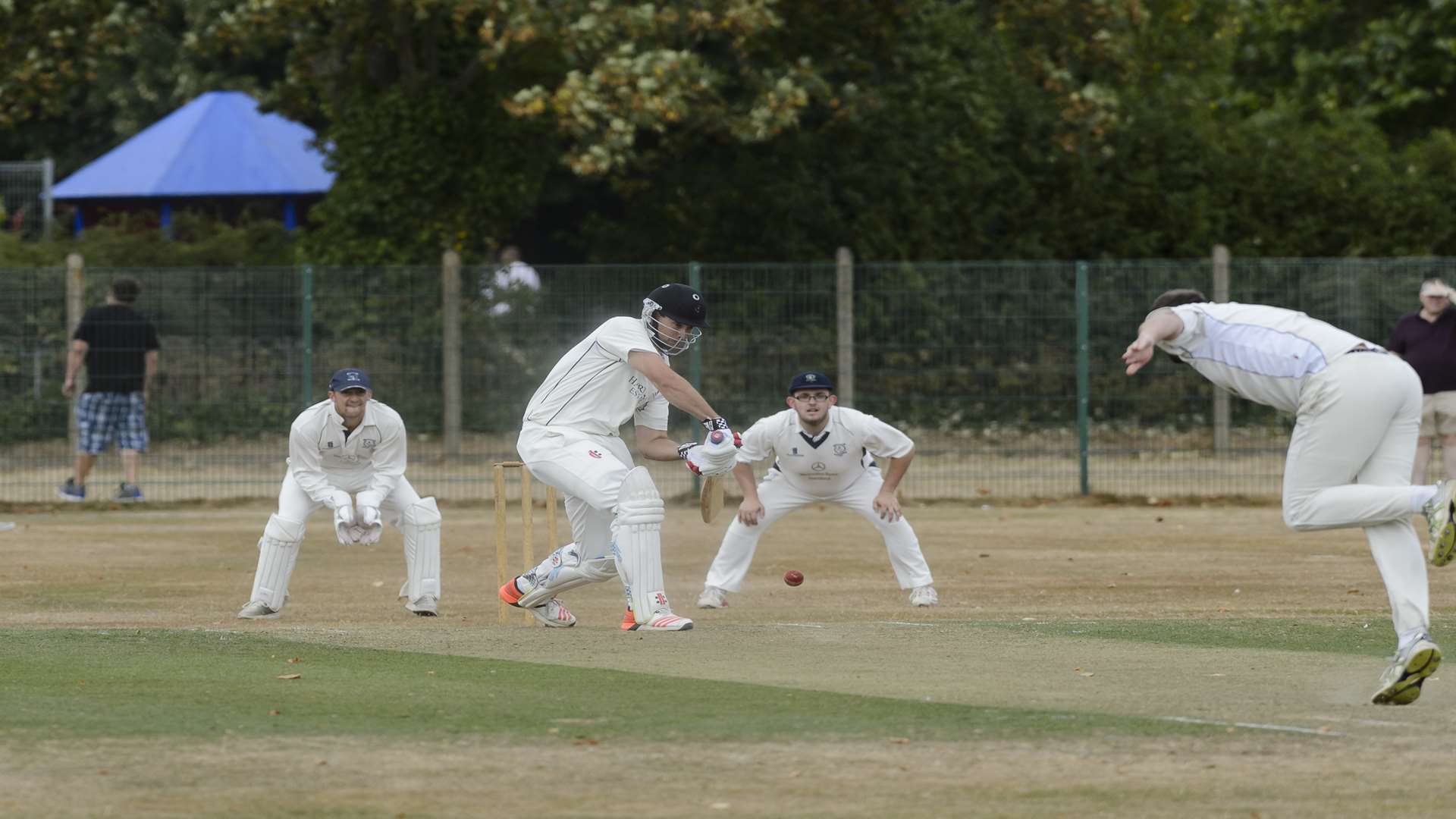 Cricket action from Hesketh Park, Dartford