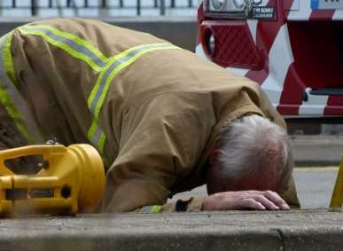 The ducks were stuck down a drain and were prised out by firefighters. Picture: Ivor Hampton