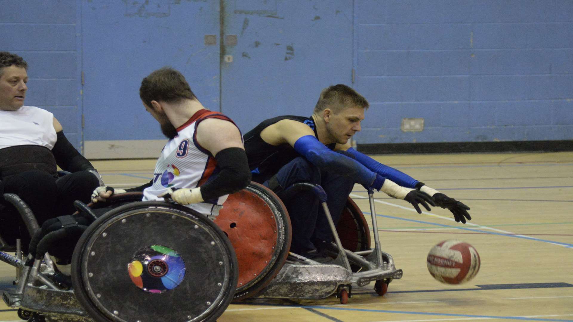 Ollie playing wheelchair rugby in Canterbury.