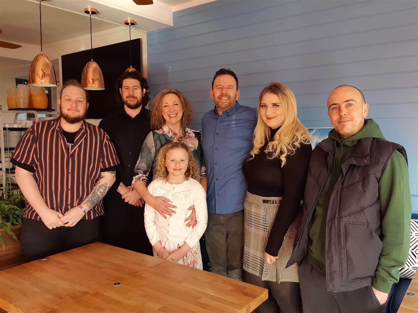 The new Wellingtons team: Andrew Brown, Craig Bush, managers Sharon and Pete Cullen, eight-year-old Carolanne Cullen, Aimee Wilkinson, and John Jones.
