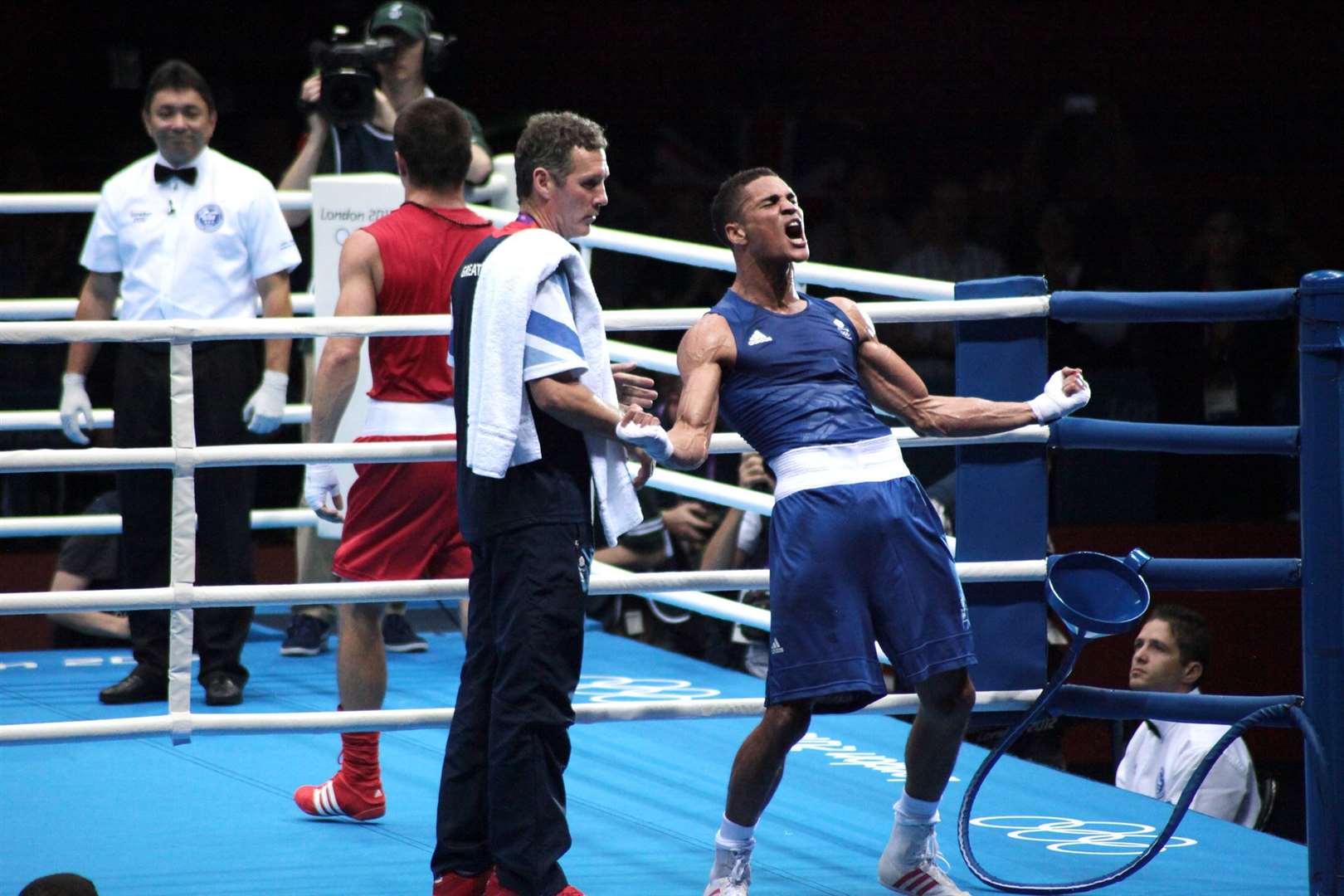 Anthony Ogogo celebrates his qualifier at the London 2012 Olympic games. Picture: Flickr