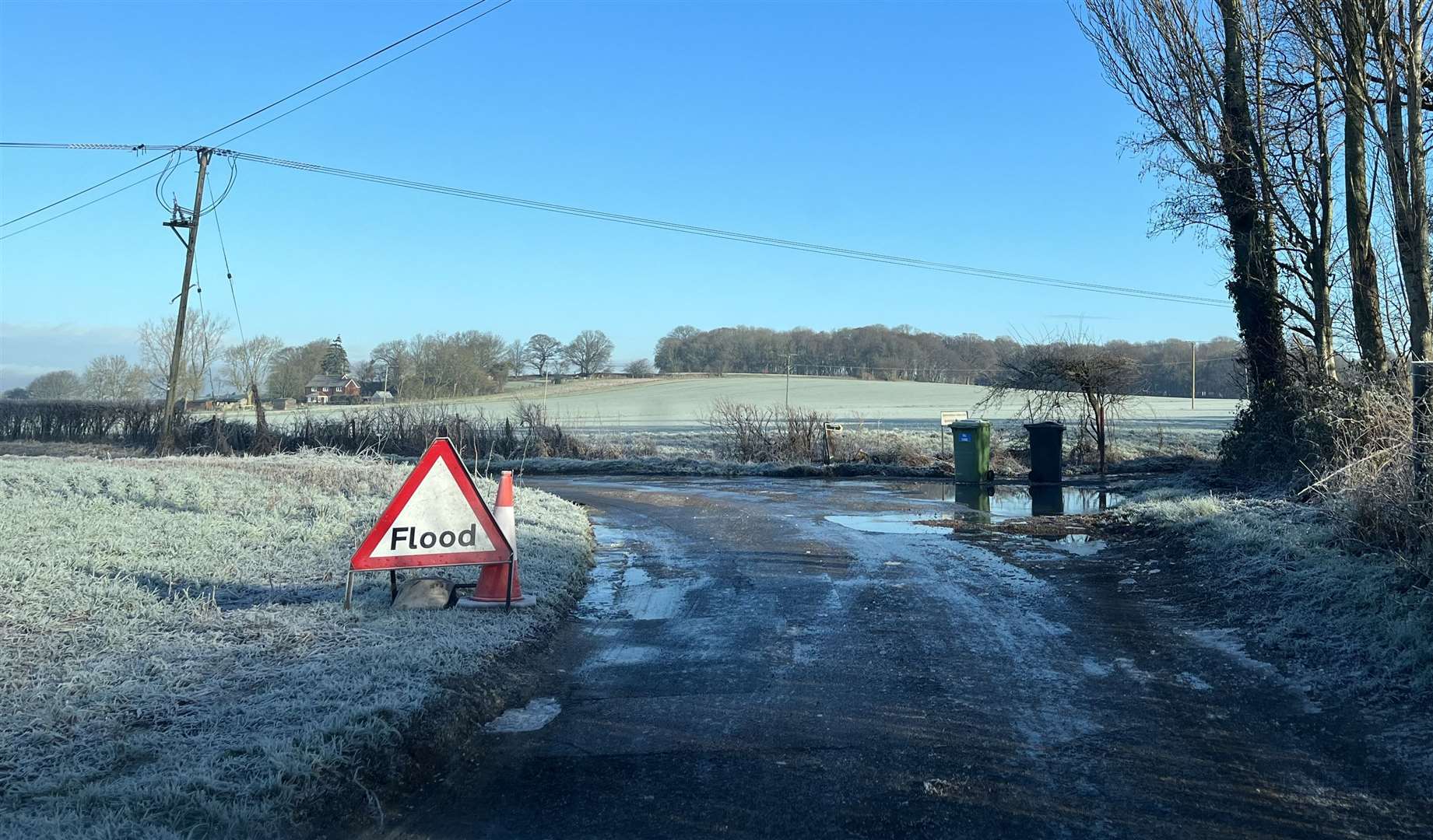 The road has been hit by flooding
