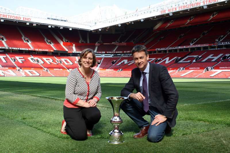 Steve and Karen Ottewill with the Legends Cup at Old Trafford
