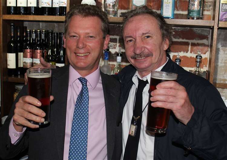 Jonathan Neame and Patrick Murray at the reopening of The Gardeners Arms in Higham