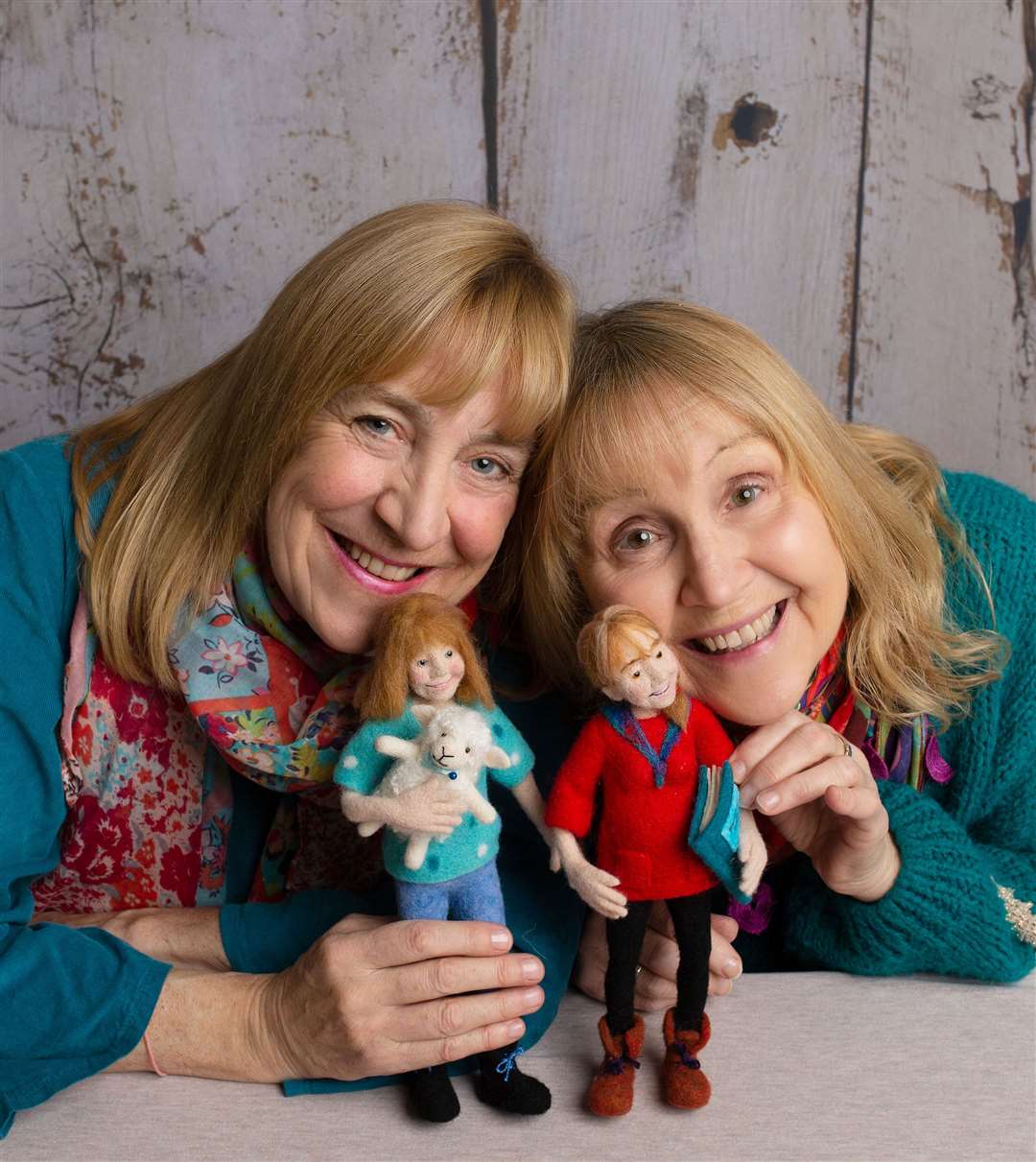 The Woolly Felters: Roz Dace and Judy Balchin, with their own felt characters