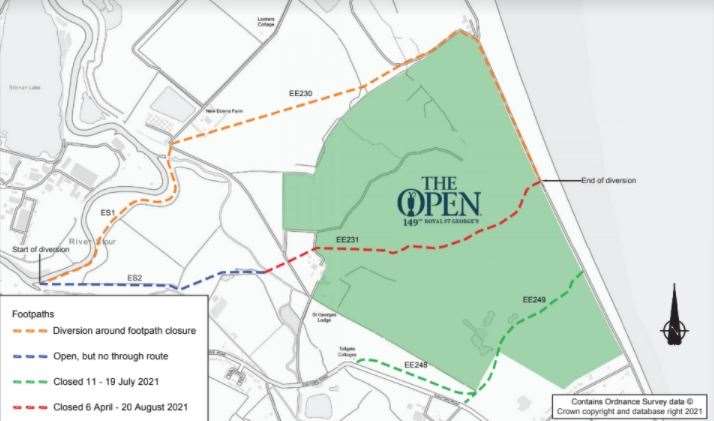 The footpath through Royal St George's Golf Club will be re-routed from now until after The Open