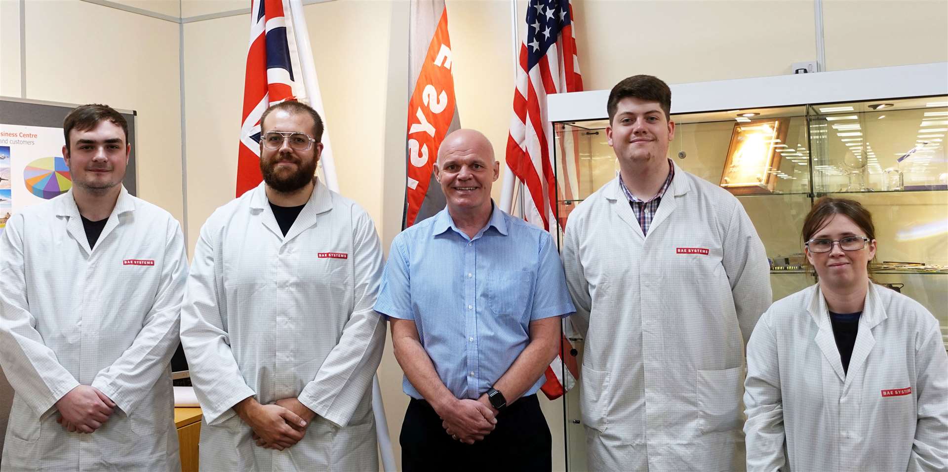 Some of BAE Systems’ skilled Test Technicians and trainees with Mark Applegate, operations manager responsible for the training scheme.