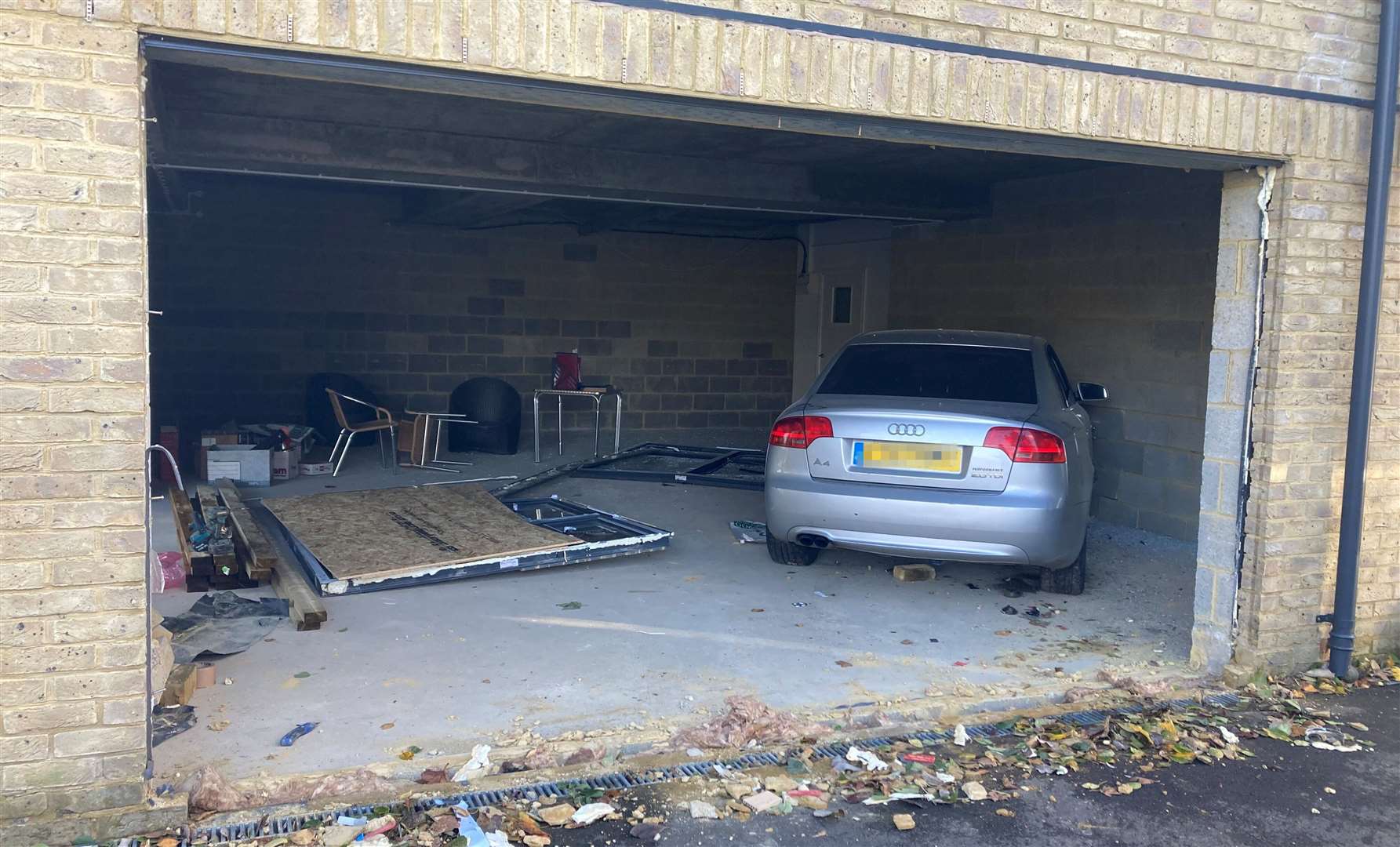 The Audi A4 ploughed into the Prince Albert Apartments in New Street