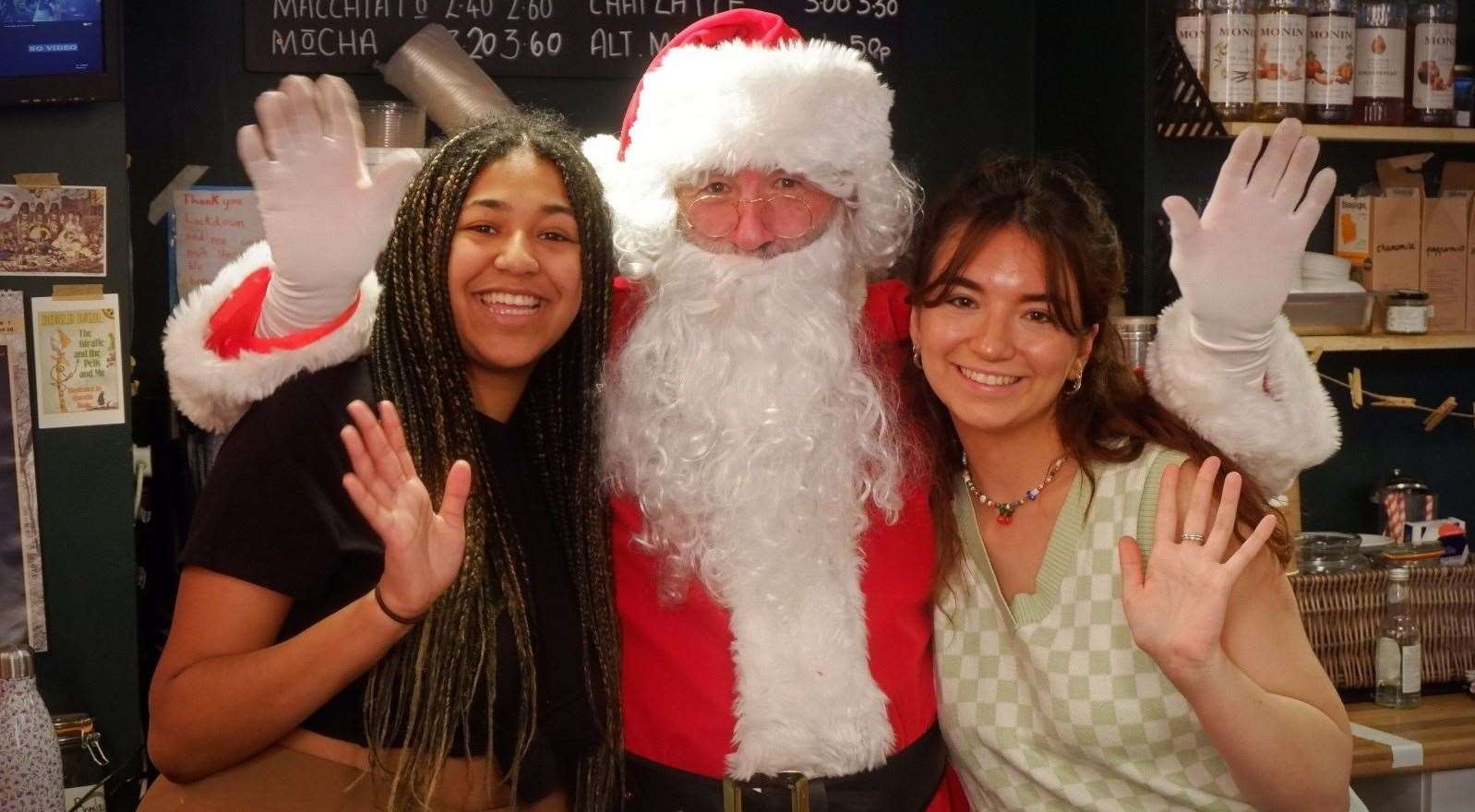 Santa with staff at The Zero Waste Company, The Pantiles, who feature in the video. (RTW Together Business Improvement District)
