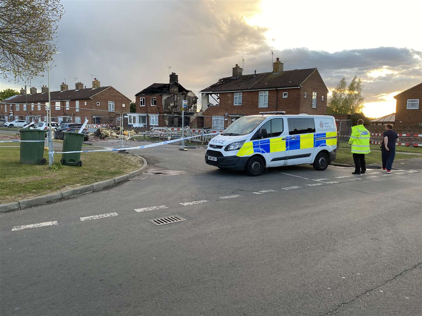Police are still at the scene of the explosion in Mill View this evening