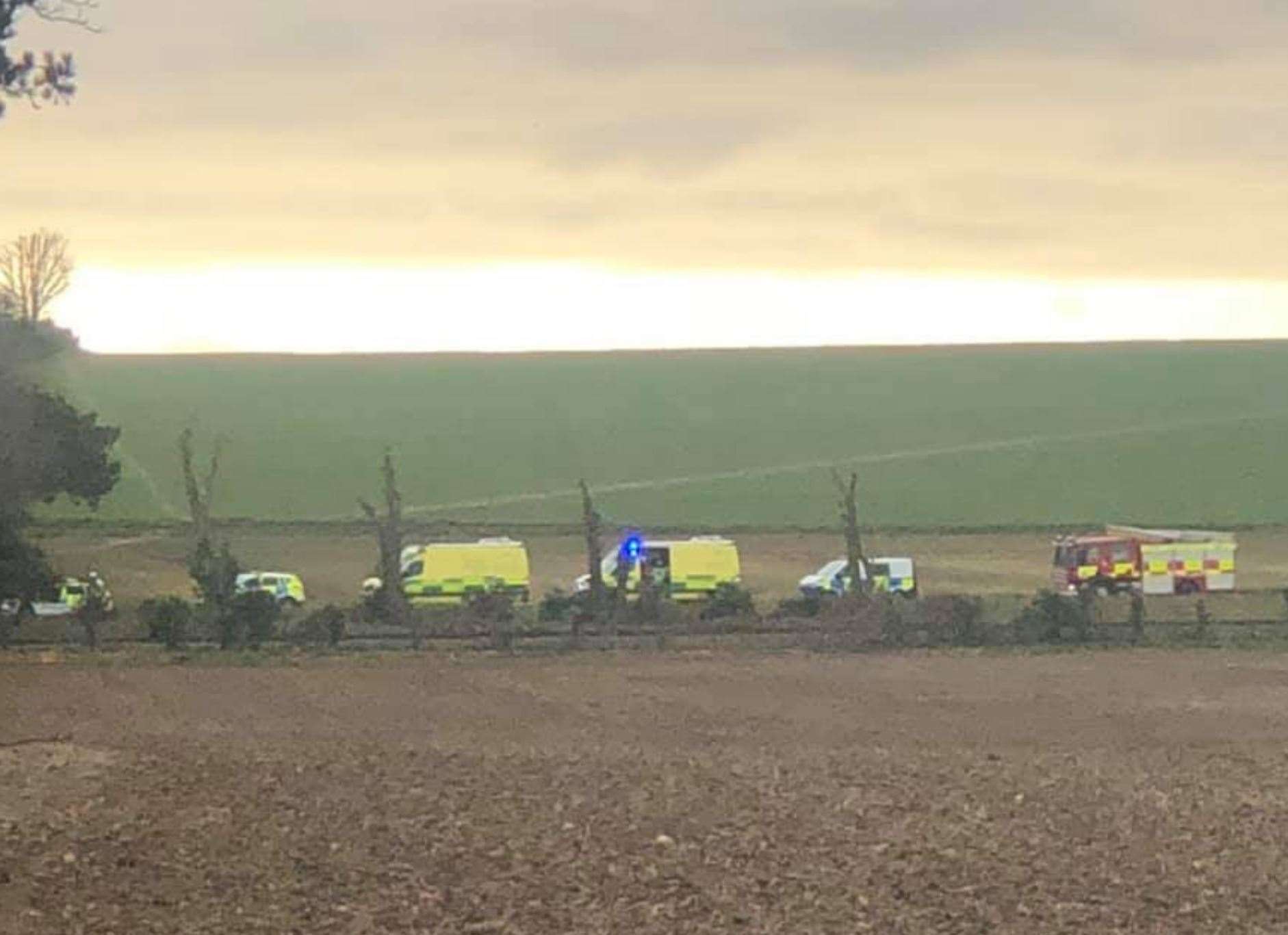 Emergency services pictured in the Coldblow Woods area of Deal