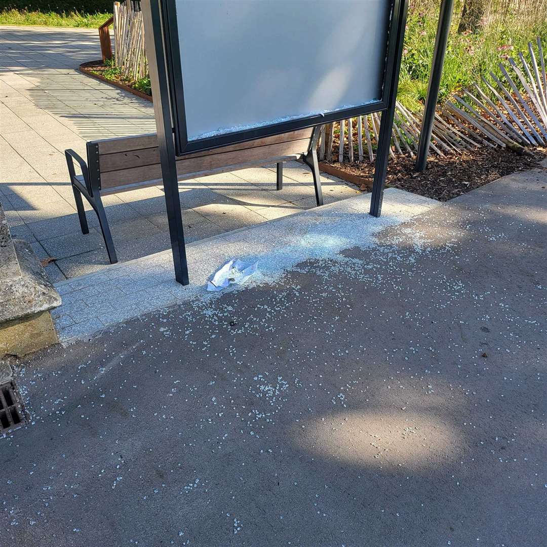 A noticeboard was smashed at the park earlier this month