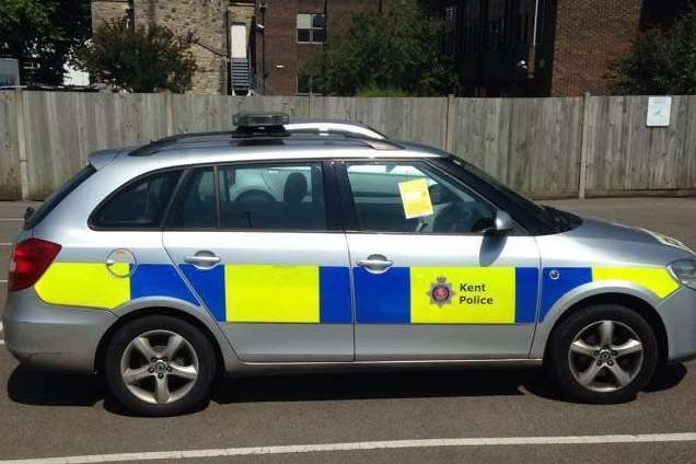 A police car was issued a parking fine in a car park in Week Street, Maidstone. Picture: Spotted in Maidstone