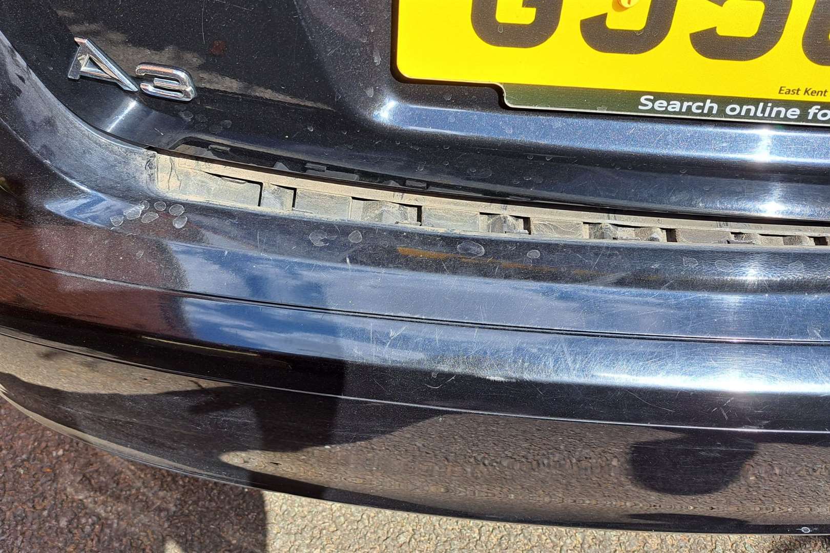 Damage to the rear of the Audi S3