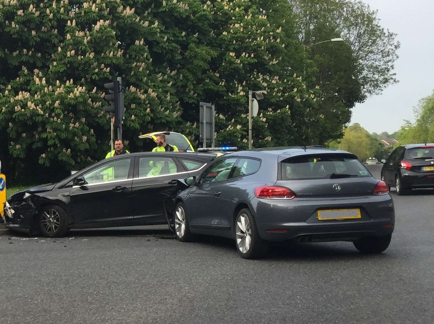 The two cars that collided at the junction of Canterbury Road and Simone Weil Avenue in Ashford