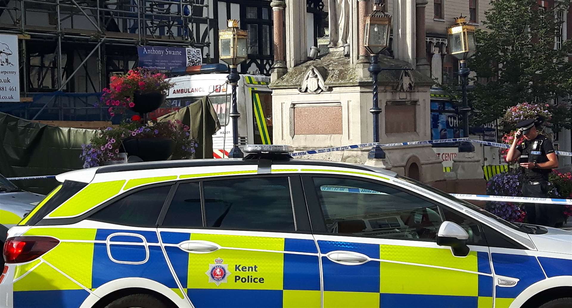 Police at the scene in Maidstone town centre