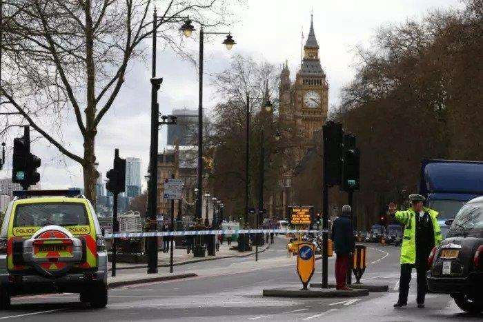 Paramedics on the scene outside the Houses of Parliament