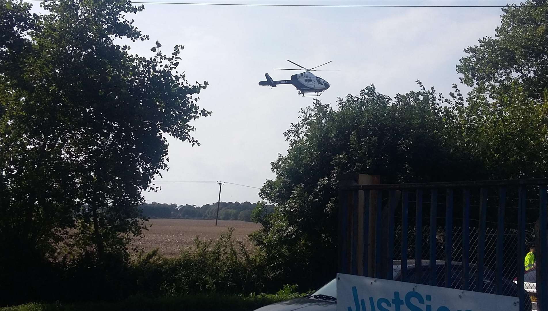 The air ambulance above Southwall Industrial Estate (3934556)