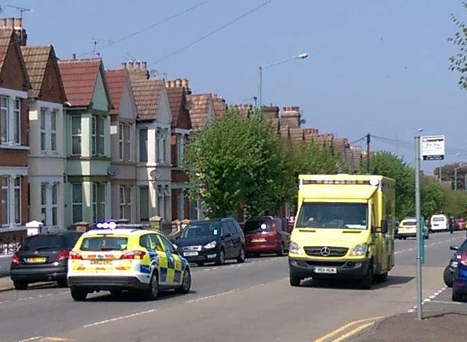 Police and a ambulance at the scene. Picture: Martin Philbrick