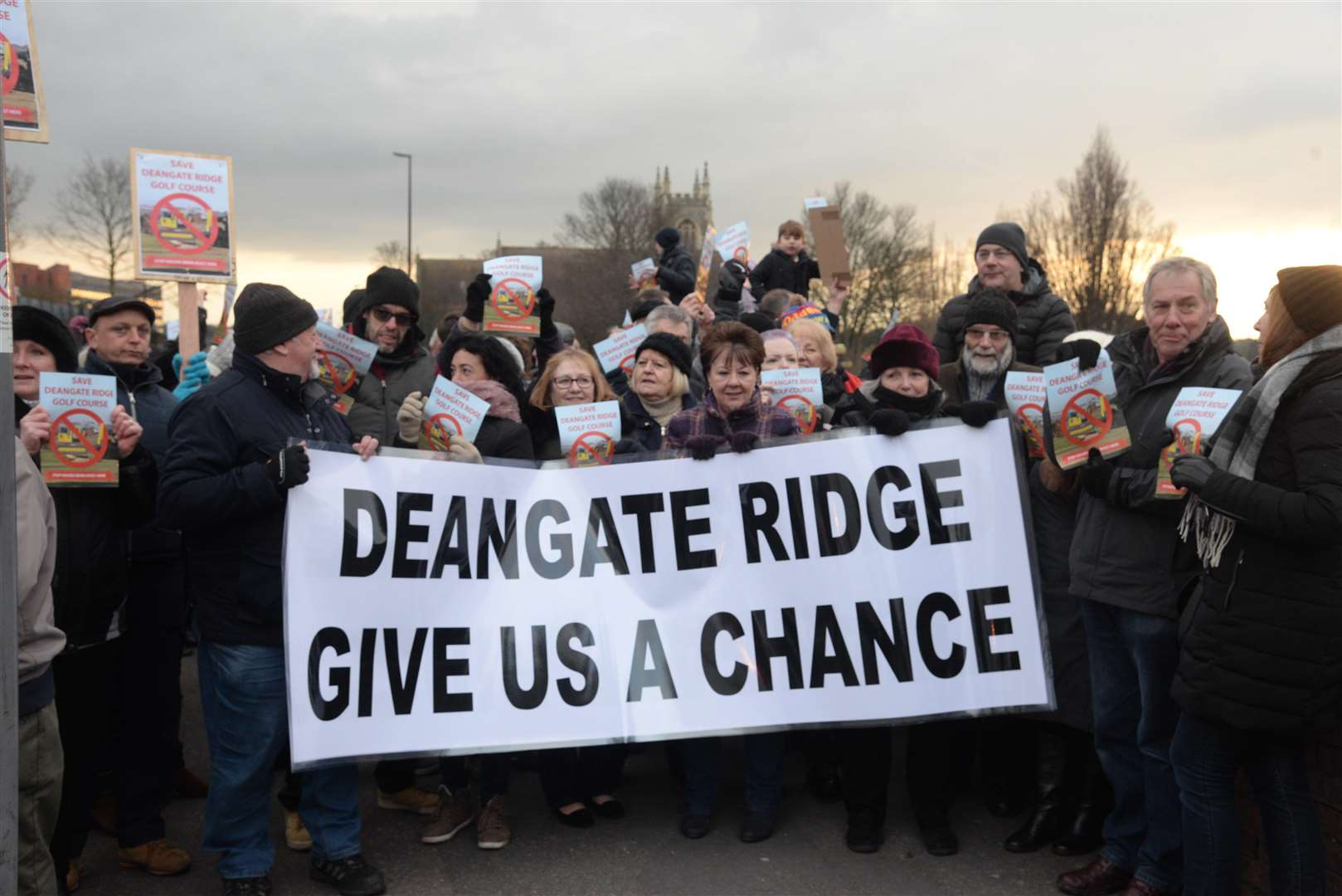Protesters against the closure of Deangate Ridge Golf Course outside the Medway Council offices in Gun Wharf earlier this year Picture: Chris Davey (850221)
