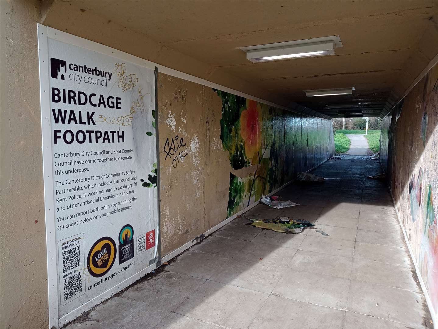 The decorative vinyl cover was installed in Birdcage Walk which leads to Hales Place in Canterbury