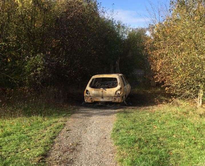The wreck of the car was left in a small lane