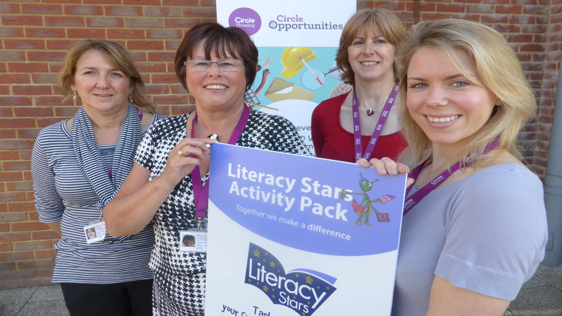 Sheena Field, Marilyn Smith, Gail Devries and Emily Foster of Circle Housing Russet celebrate the Literacy Stars launch.