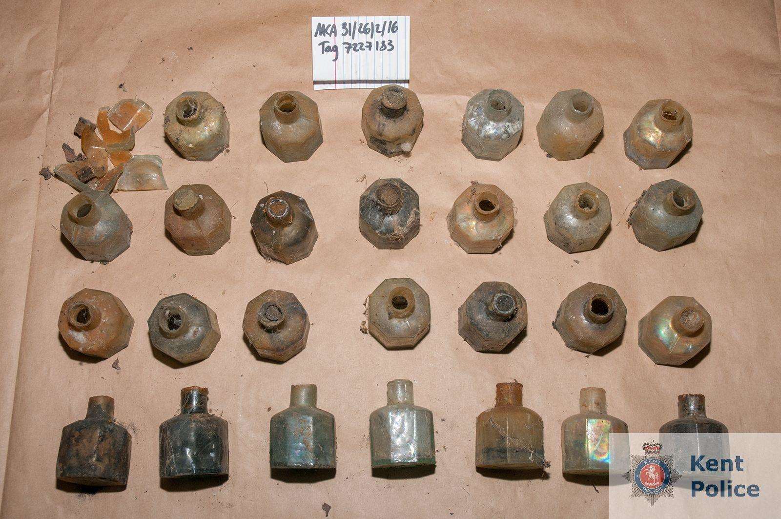 Various artefacts seized by police during a search of Ingram’s home. Picture: Kent Police