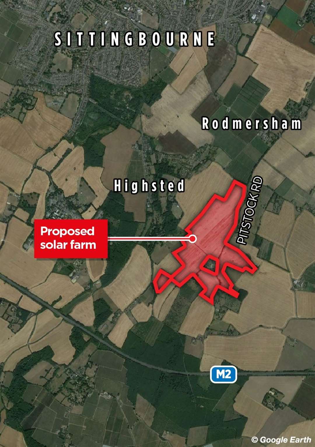 Where the Pitstock Solar Farm will be located if planning permission is given