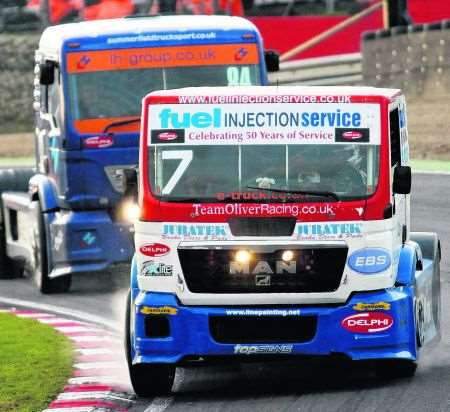British Truck Racing champion Stuart Oliver in action at Brands