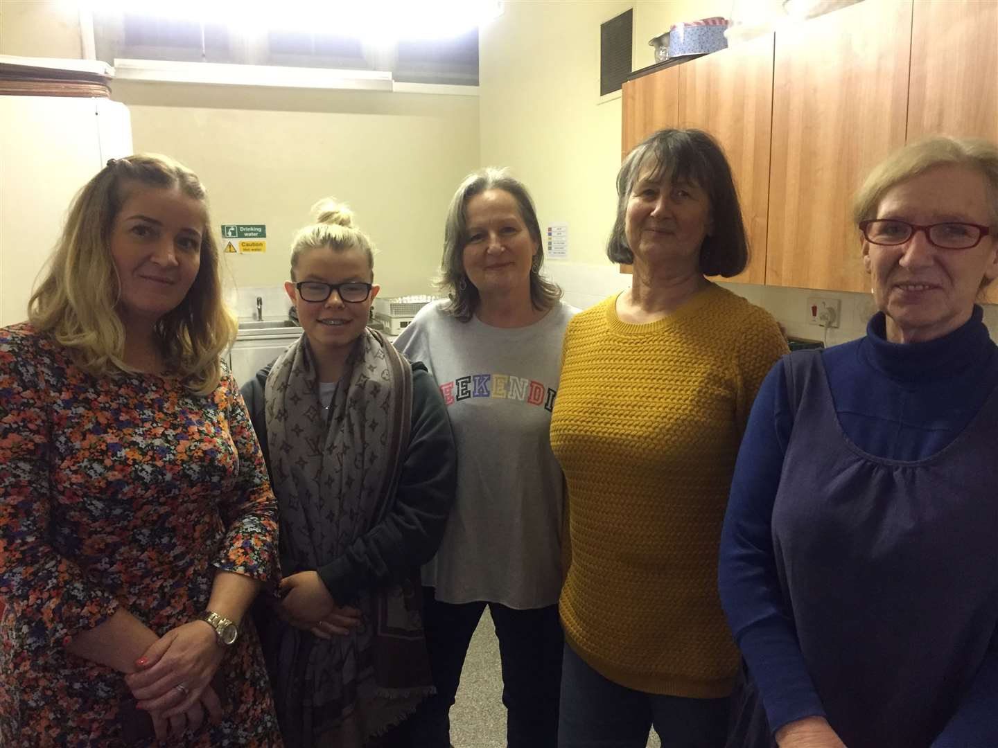 L-R: Jana Ernest, Winter Shelter Project Manager, with volunteer Millie Duncan, Rainbow Centre worker Jenny Bigland, and volunteers Sue Turnbull and Debbie Grogan-Jarvis