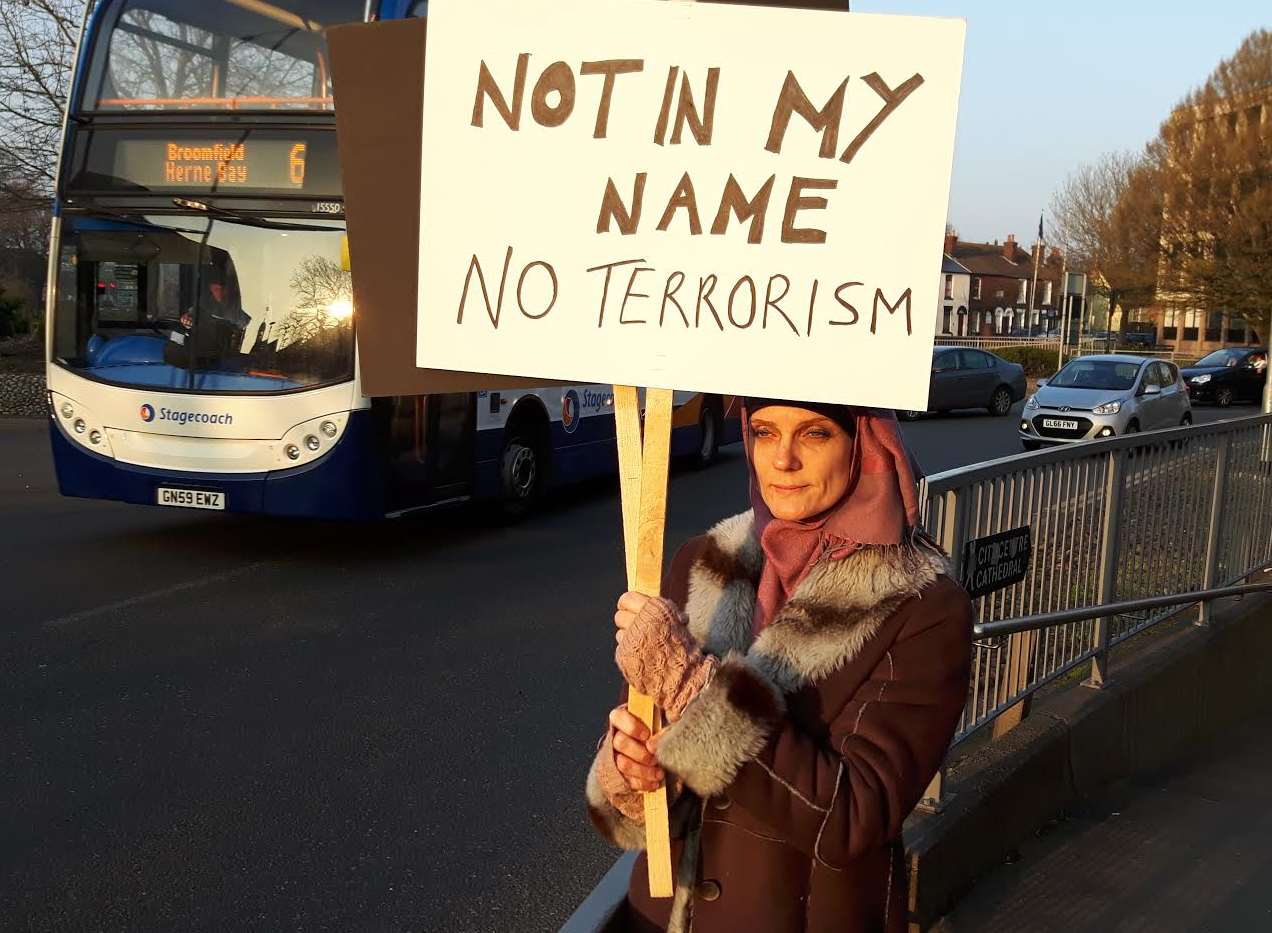 Muslim convert Kathryn Irrgang implores people in Canterbury not to link terror to Islam.