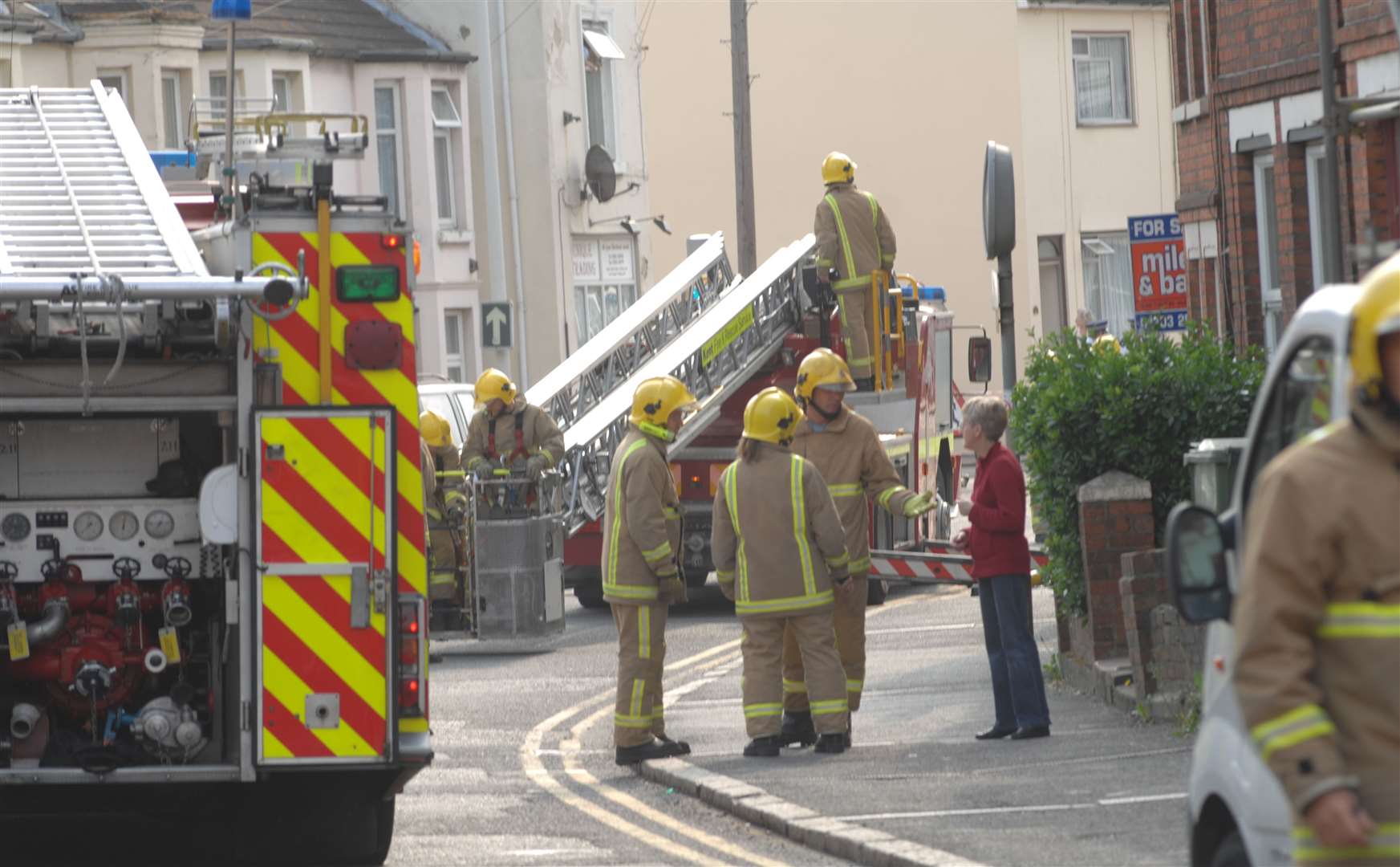 Fire crews were called to the Pavilion road area following the earthquake. Picture: Gary Browne