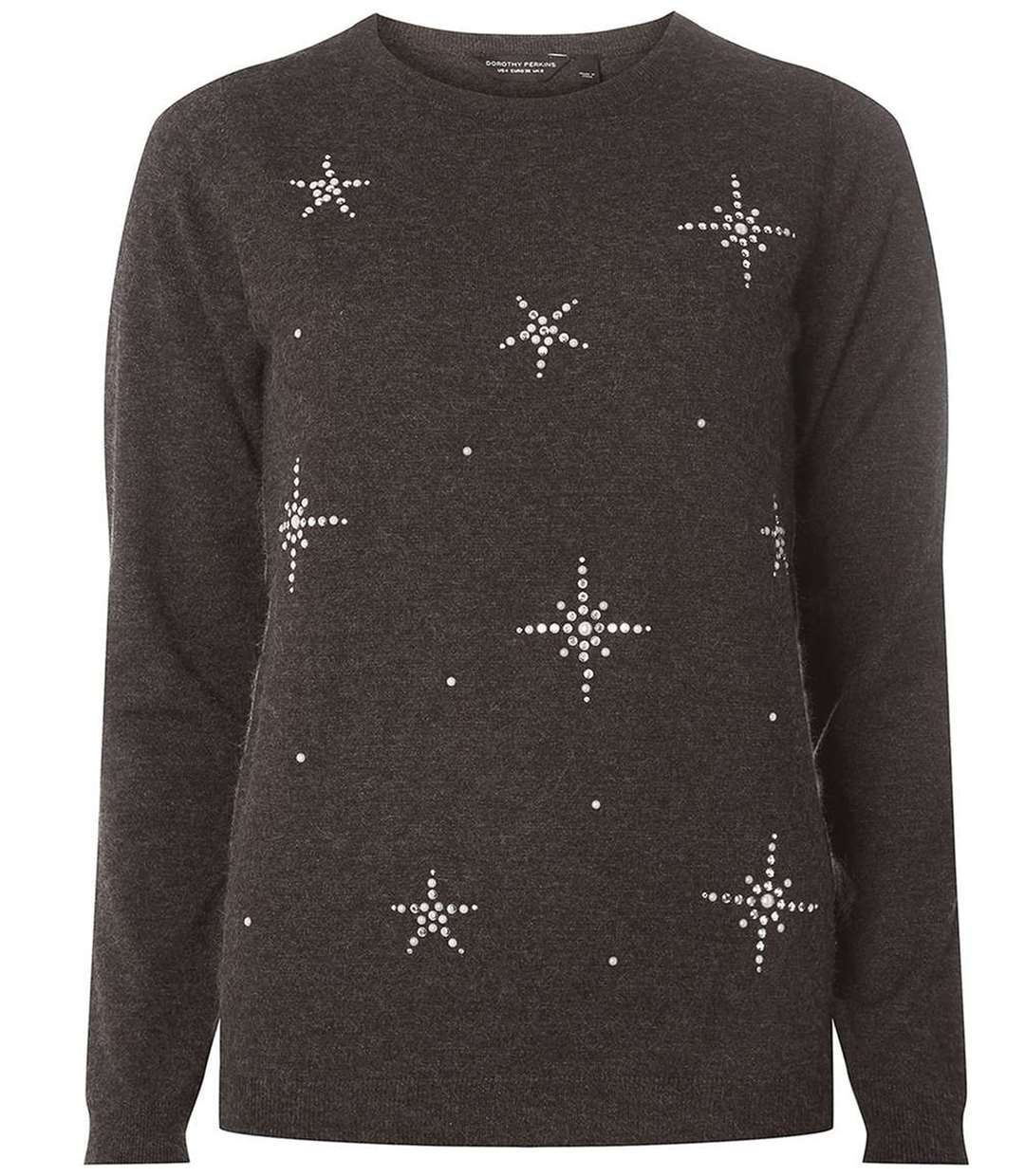 Charcoal Snowflake Embellished Jumper, £26, available from Dorothy Perkins