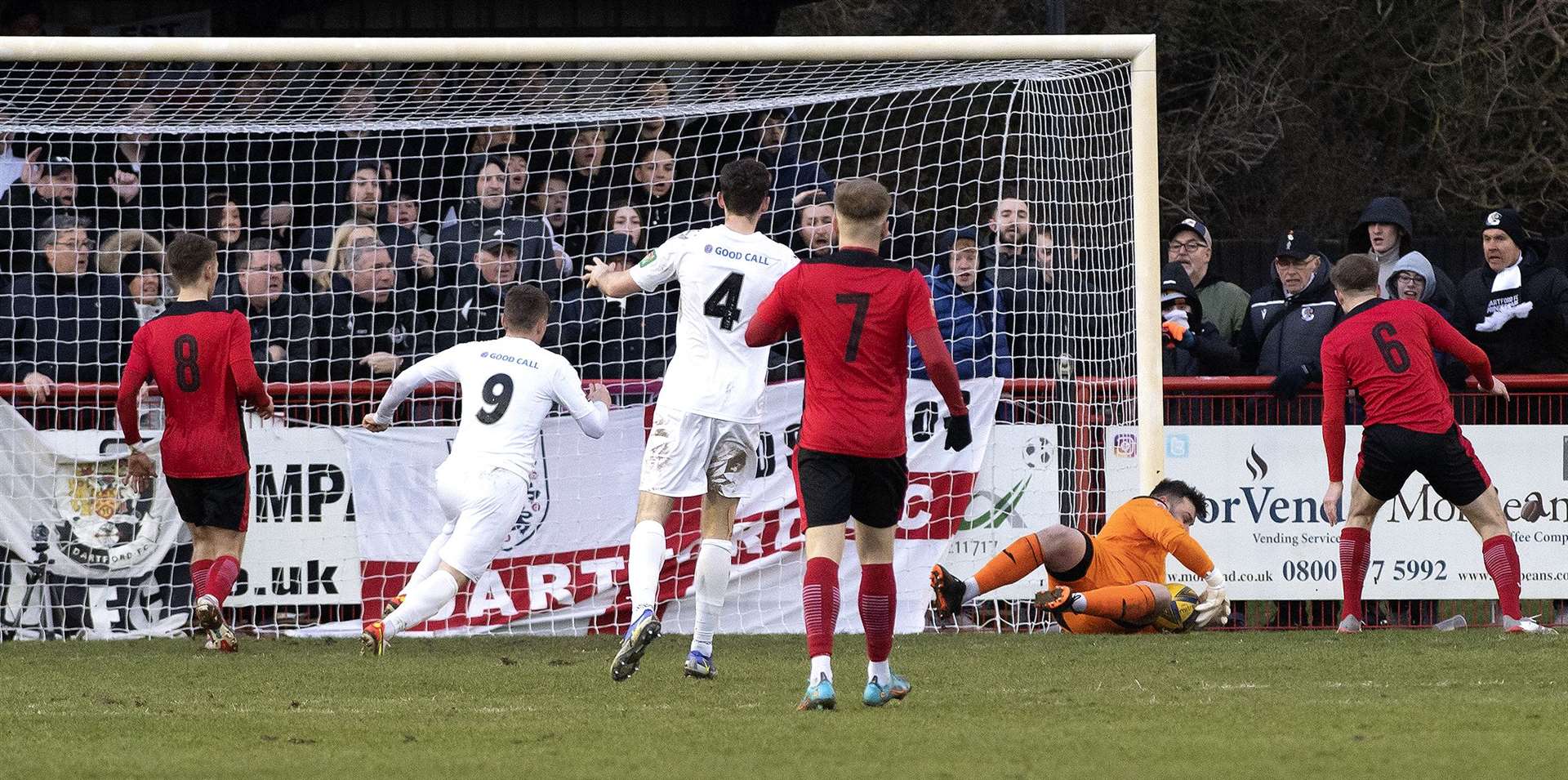 Dartford are denied a late equaliser in the FA Trophy at Needham Market. Picture: Mecha Morton